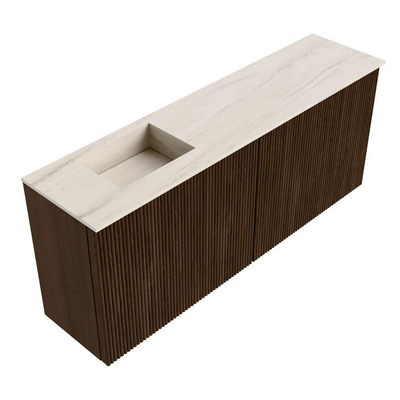 Mondiaz JOYA-DLUX 100cm toiletmeubel - kleur Walnut - Wastafel FAYE positie Links Zonder kraangat kleur Meli.