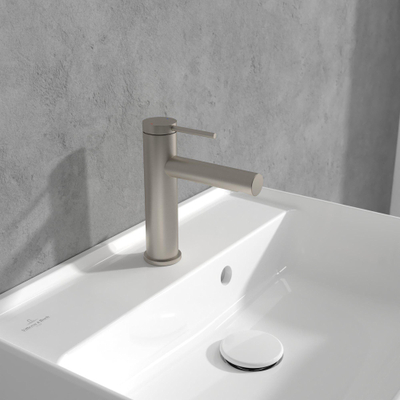 Villeroy & Boch Loop & Friends Mitigeur de lavabo monocommande - avec garniture de vidage à tirette - Nickel brossé mat (inox)