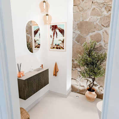 Mondiaz JOYA-DLUX 80cm meuble de toilette - couleur Shadow - Vasque FAYE position Droite 1 trou de robinet couleur Opalo.