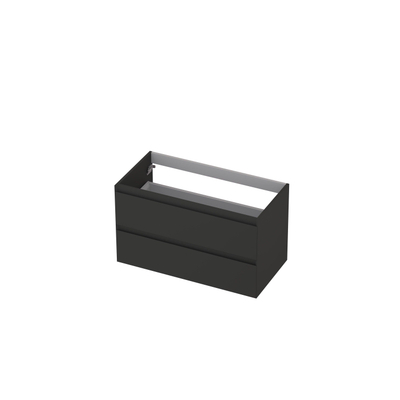 INK Wastafelonderkast - 90x45x52cm - 2 lades - greeploos - MDF lak - Mat antraciet