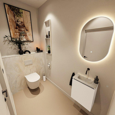 MONDIAZ TURE-DLUX meuble WC 40 cm Talc. EDEN vasque Ostra position milieu. Sans trou de robinet.