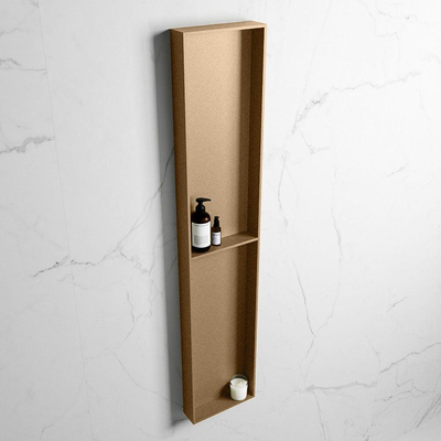 Mondiaz EASY Niche salle de bains - 89.5x8x29.5cm - à encastrer ou à monter - 2 compartiments - Oro | Oro