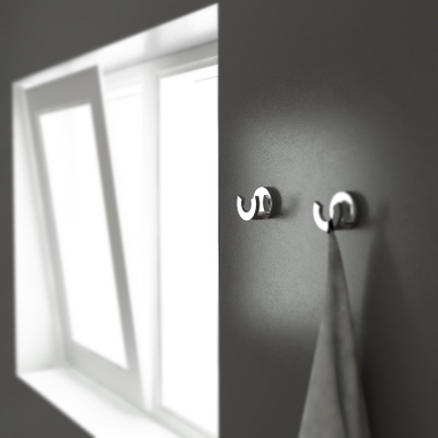 Clou Flat crochet porte-serviettes 4,8x4,8x3,6cm double Chrome