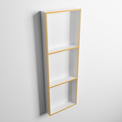 Mondiaz Easy nis 29.5x89.5x8cm voor Inbouw/opbouw 3 open vakken Solid surface Talc/Ocher