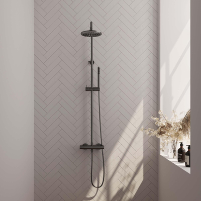 BRAUER Gunmetal Edition opbouw regendoucheset – Ø20 cm hoofddouche – glijstang – staafhanddouche – glijstang 145 cm