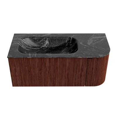 Mondiaz KURVE-DLUX Ensemble de meuble de salle de bains - 105x46x40cm - 1 tiroir - 1 porte - lavabo solid surface -gauche - sans trou de robinet - Ruby
