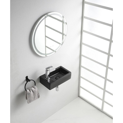 Wiesbaden Rhea M lavabo mural gauche 40 x 22 x 11 cm céramique noir mat