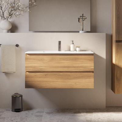 Brauer Core Series badkamermeubelset - 100x45x52cm - wastafel Starfall - honey