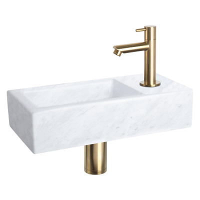 Differnz Helios fonteinset – 37.5x18.5x9.5 cm – kraangat rechts – rechte mat gouden kraan