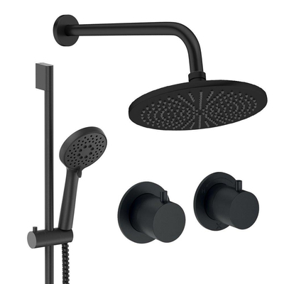 Crosswater MPRO Module inbouw regendoucheset – Ø30 cm hoofddouche – 2 hendels – glijstang 69.8 cm – zwart mat