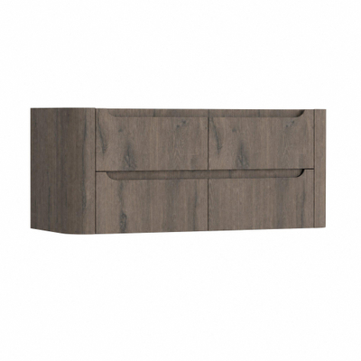 H&R Badmeubelen Juice Wastafelonderkast - 120x45x50cm - afgeronde hoeken - 4 lades - geïntegreerde greep - Tucson oak