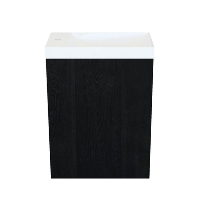 Arcqua marble set de lave-mains 40x22x54.5cm lave-mains blanc brillant sans trop-plein chêne noir