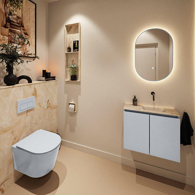 MONDIAZ TURE-DLUX Meuble toilette - 60cm - Clay - EDEN - vasque Frappe - position droite - sans trou de robinet