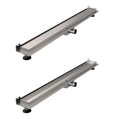 Brauer Douchegoot - 90x7.5cm - muurflens - tegelinlegrooster omkeerbaar - RVS - RVS - geborsteld RVS