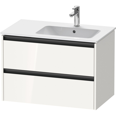 Duravit Ketho.2 Wastafelonderbouwkast - met 2 laden - voor waskom rechts - 81x48x54.9cm - met grepen antraciet - hoogglans wit