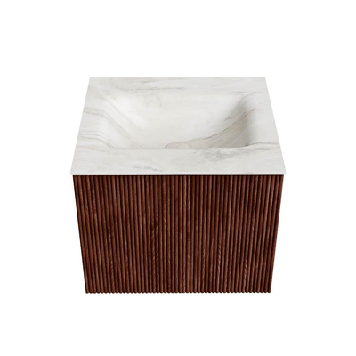 Mondiaz KURVE-DLUX Badkamermeubelset - 50x46x40cm - 1 lade - wastafel solid surface - midden - 1 kraangat - Ruby