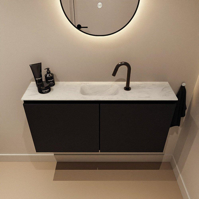 MONDIAZ TURE-DLUX Meuble toilette - 100cm - Urban - EDEN - vasque Opalo - position centrale - 1 trou de robinet