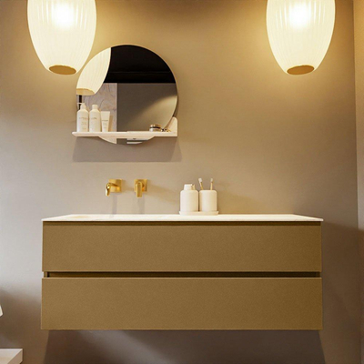 Mondiaz VICA-DLUX ensemble de meuble de salle de bain - 130cm - meuble sous-vasque oro - 2 tiroirs - lavabo encastré cloud gauche - sans trous de robinet - version haute de 60cm - ostra