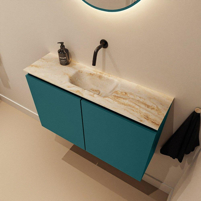 MONDIAZ TURE-DLUX Meuble WC 80 cm Smag. EDEN lavabo Frappe position centrale. Sans trou de robinet.