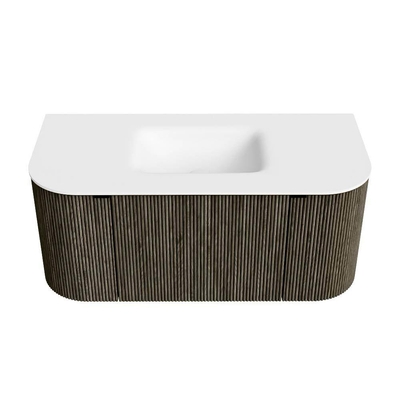 Mondiaz KURVE Badkamermeubelset - 100x46x40cm - 1 lade - 2 deuren - wastafel solid surface - midden - zonder kraangat - Shadow