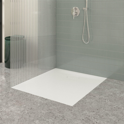 Villeroy & Boch Ecora douchebak - 100x90x3.5cm - afvoer korte zijde - white alpine (wit)