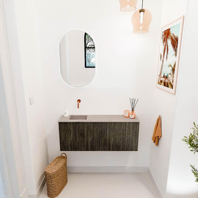 Mondiaz JOYA-DLUX 100cm toiletmeubel - kleur Shadow - Wastafel FAYE positie Links Zonder kraangat kleur Saba.