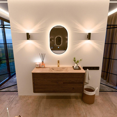 Mondiaz CIRO-DLUX Ensemble de meubles de salle de bains - 120x45x50cm - Plan-vasque solid surface Arena - 1 vasque au milieu - 1 trou de robinetterie - 2 tiroirs - Dusk