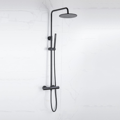 FugaFlow Eccelente Sobrado Colonne de douche pluie thermostatique avec douche de tête 21.8 avec douchette stick Noir mat