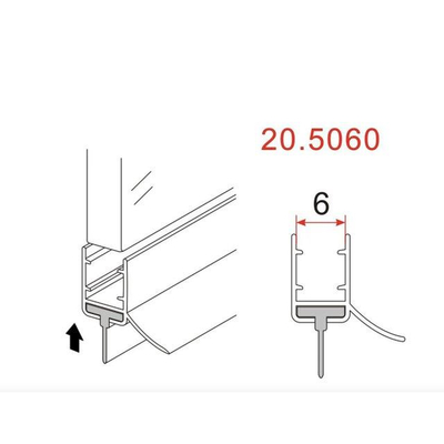 Marenza Universo afwateringsprofiel/lekstrip/waterkering - universeel - 200cm inkortbaar - voor 6mm glas - transparant