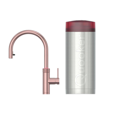 Quooker Flex Round kokendwaterkraan - draaibare & uittrekbare uitloop - Combi+ reservoir - Warm / kokend water - rosé koper