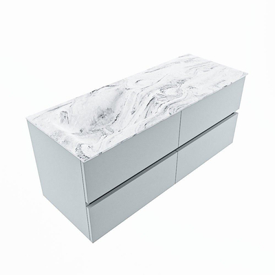 Mondiaz VICA-DLUX ensemble de meuble de salle de bain - 120cm - meuble sous-vasque argile - 4 tiroirs - lavabo encastré nuage gauche - 1 trou de robinet - version haute de 60cm - glace