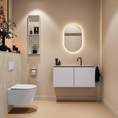 MONDIAZ TURE-DLUX Meuble WC 100 cm Cale. EDEN lavabo Opalo position milieu. Avec 1 trou de robinet.