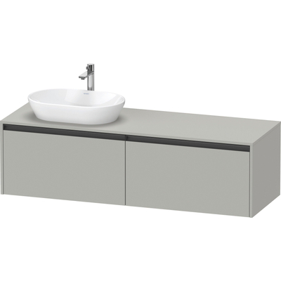 Duravit Ketho 2 meuble sous-lavabo avec plan de console avec 2 tiroirs pour vasque à gauche 160x55x45.9cm avec poignées gris béton mat