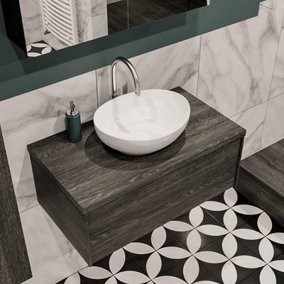 Mondiaz LUSH Meuble salle de bains avec 1 tiroir lavabo BARCO 80x30x45cm Centre 1 trou de robinet Anthracite