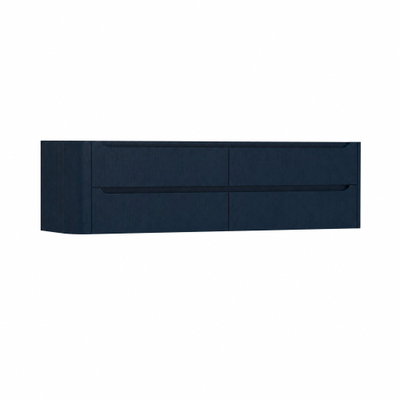 H&R Badmeubelen Juice Wastafelonderkast - 180x45x50cm - linkerhoek afgerond - 4 lades - geïntegreerde greep - blue oak