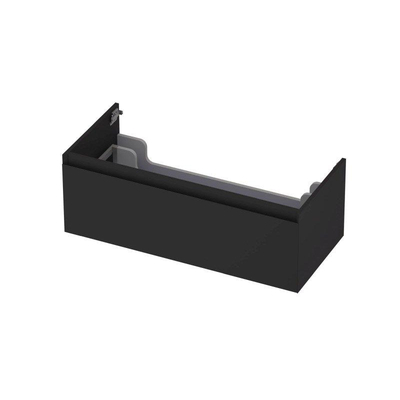 INK Wastafelonderkast - 100x45x35cm - 1 lade - greeploos - MDF lak - Zwart mat