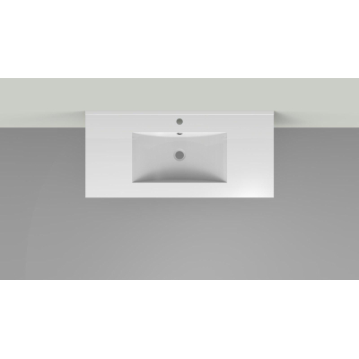 Arcqua Pakaru wastafel 101x46cm met overloopgat 1 kraangat 1 wasbak keramiek glans wit