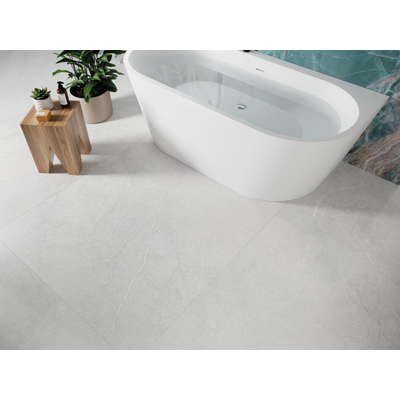 ÉCHANTILLON Terravito Rovella carreau mural et de sol - 120x120cm - rectifié - Aspect pierre naturelle - White mat (blanc)