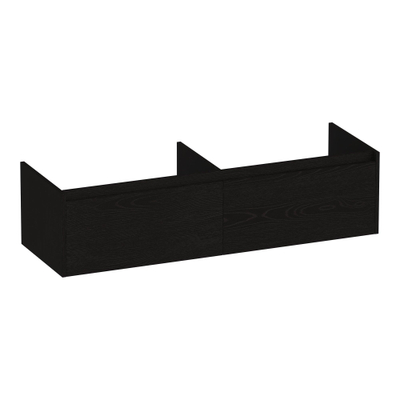 BRAUER Embrace meuble sous-lavabo - 139x35x45.5cm - 2 tiroirs softclose - sans poignées - 2 découpes pour siphon - Timber Black