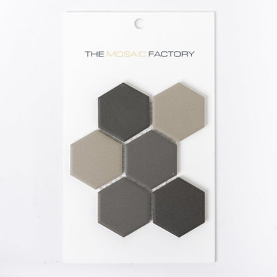 SAMPLE The Mosaic Factory London Carrelage mosaïque - 5.1x5.9x0.6cm - pour sol pour intérieur et extérieur hexagonal - Hexagon céramique - foncé gris mix