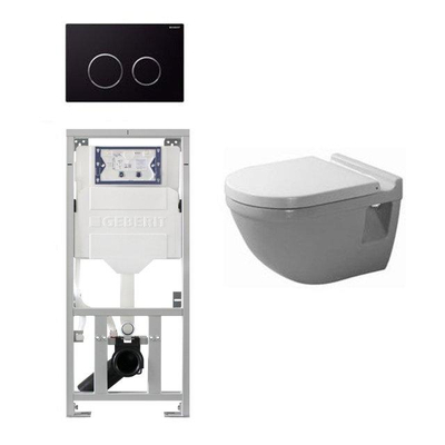 Duravit Philippe Starck 3 Toiletset - vlakspoel inbouwreservoir set bedieningsplaat sigma20 - zwart