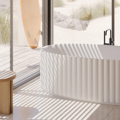 Riho Catching Waves Vrijstaand Bad - 174x82cm - solid surface - mat wit