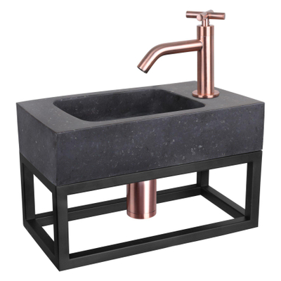 Differnz Bombai pack lave-mains – 40 x 22 x 9 cm – pierre naturelle noire – avec cadre noir