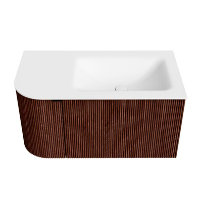 Mondiaz KURVE Badkamermeubelset - 85x46x40cm - 1 lade - 1 deur - wastafel solid surface - rechts - zonder kraangat - Ruby