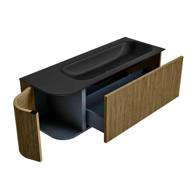 Mondiaz KURVE Badkamermeubelset - 125x46x40cm - 1 lade - 1 deur - wastafel solid surface - rechts - zonder kraangat - Dusk