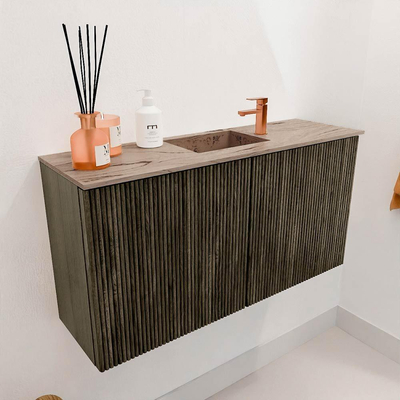 Mondiaz JOYA-DLUX 80cm toiletmeubel - kleur Shadow - Wastafel FAYE positie Midden 1 kraangat kleur Arena.