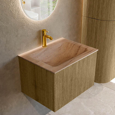 MONDIAZ KURVE-DLUX Meuble de salle de bains 60cm couleur Dusk avec 1 tiroir et 0 portes. Vasque CLOUD Centrale 1 trou de robinet Saba.