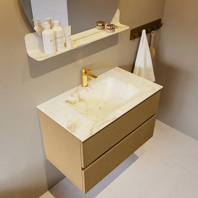 MONDIAZ VICA-DLUX Ensemble meuble de salle de bains - 80cm - meuble bas oro - 2 tiroirs - lavabo encastré cloud centré - 1 trou de robinet - version haute 60cm - frape