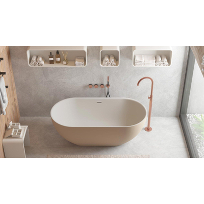 Ideavit Solidera vrijstaande badkuip - 170x80x55cm - incl. pop-up afvoer - grijsbeige mat