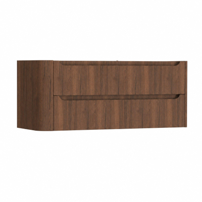 H&R Badmeubelen Juice Meuble sous vasque - 120x45x50cm - angle gauche arrondi - 2 tiroirs - poignée intégrée - Dark oak